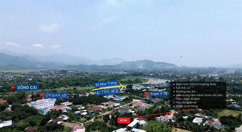 650 triệu cho lô đất dân full thổ cư sau lưng ủy ban xã diên thọ, gần cụm kcn vcn, sổ hồng