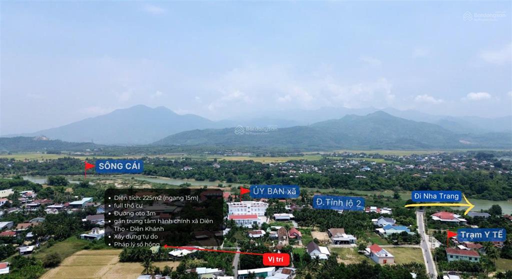 650 triệu cho lô đất dân full thổ cư sau lưng ủy ban xã diên thọ, gần cụm kcn vcn, sổ hồng