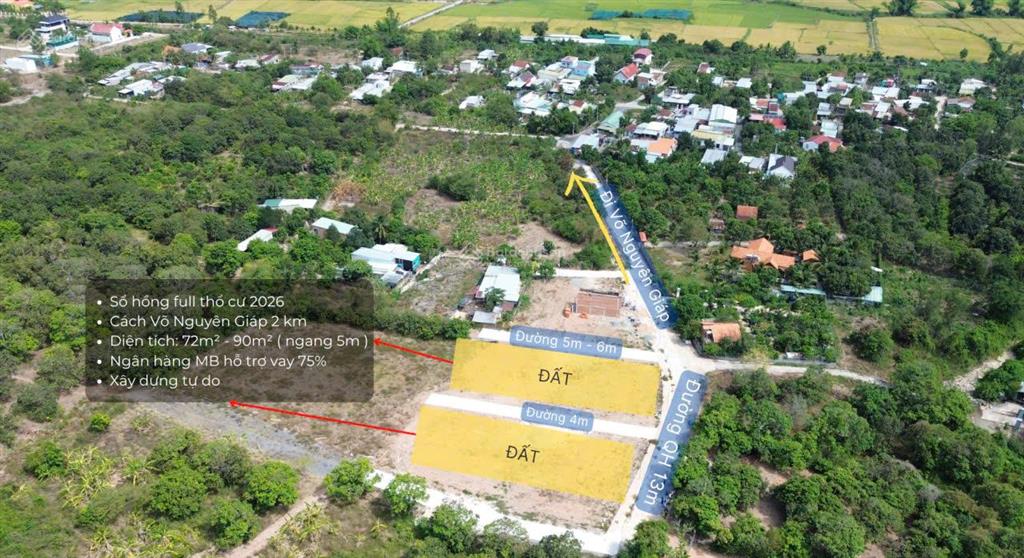 7xx triệu đã sở hữu lô đất full thổ cư 72m2, đường oto, gần võ nguyên giáp, xây dựng tự do
