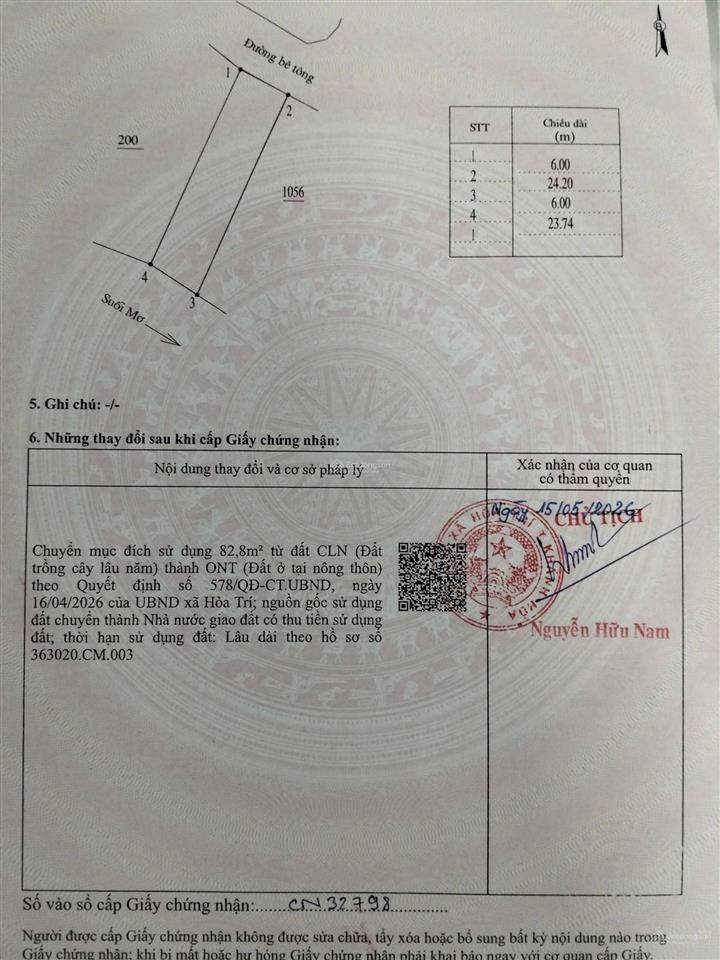 Chính chủ cần bán lô đất tại xã ninh thượng, ninh hòa