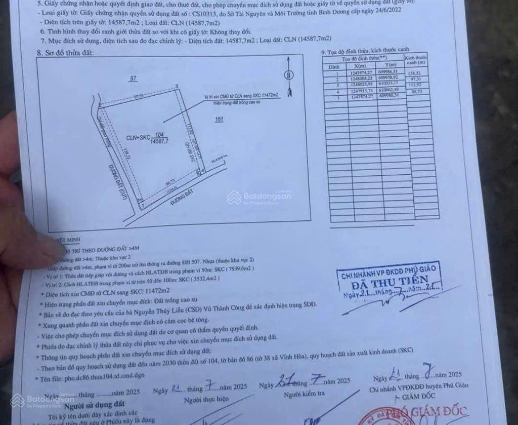 Bán đất skc 50 năm tại xã long nguyên, huyện bàu bàng, bình dương, 34 tỷ, 13200m2, skc 12000m2
