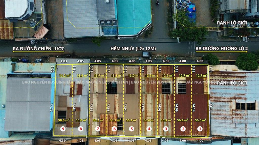 Bán đất phân lô bình tân 9 lô 72m2 đường hương lộ 2 gần tên lửa giá tốt 5,3 tỷ shr