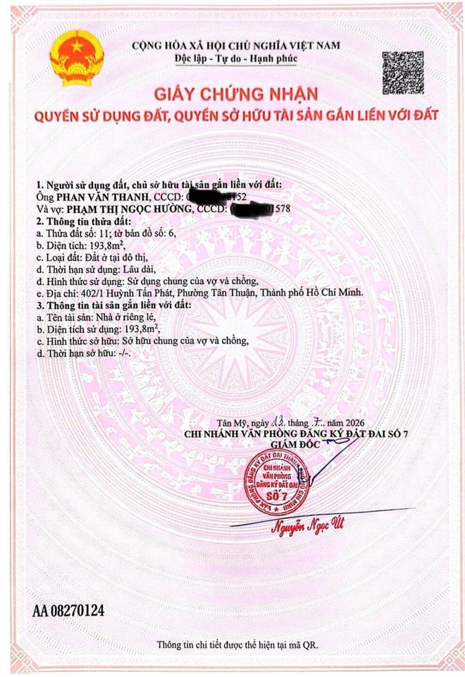 Bán nhà mặt tiền đường huỳnh tấn phát  quận 7