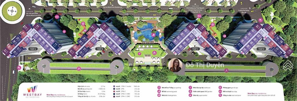 Bán 2 p ngủ 1 vệ sinh, 55m2 sử dụng  tháp b, chung cư westbay ecopark  view hồ, nhà phố