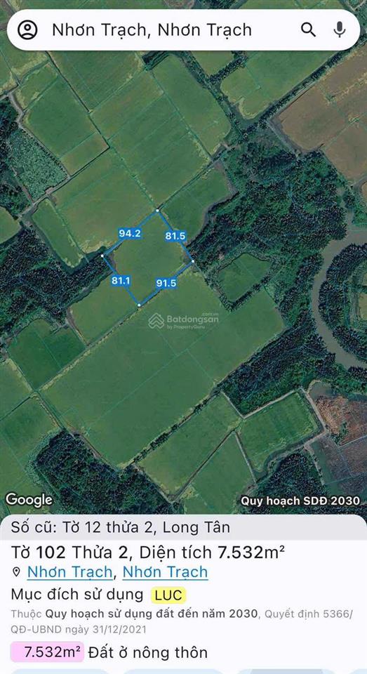 Chính chủ bán đất diện tích lớn 1,1ha (11.000m2) long tân, phường nhơn trạch, đồng nai
