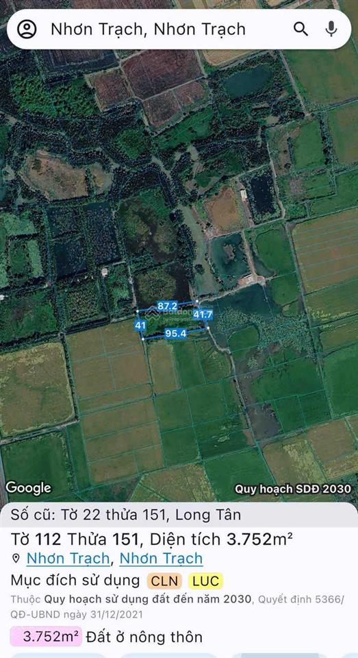 Chính chủ bán đất diện tích lớn 1,1ha (11.000m2) long tân, phường nhơn trạch, đồng nai