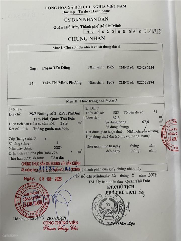 Chính chủ cần bán nhà gấp  shr  tam phú tp thủ đức