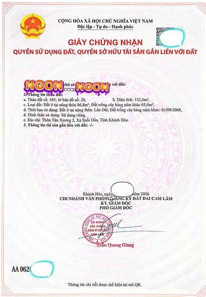 Giảm mạnh 200triêụ  còn 2tỷ850. mặt đường hương lộ 39.  0333 039 ***