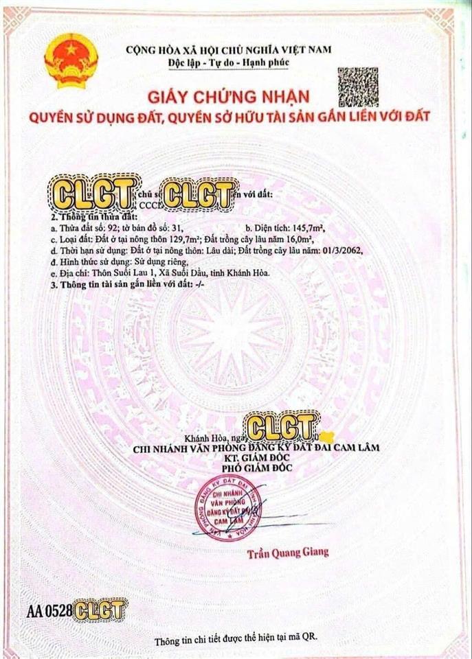 Giá ngộp bank 875 triệu, sẵn sổ tại suối cát.  0333 039 ***