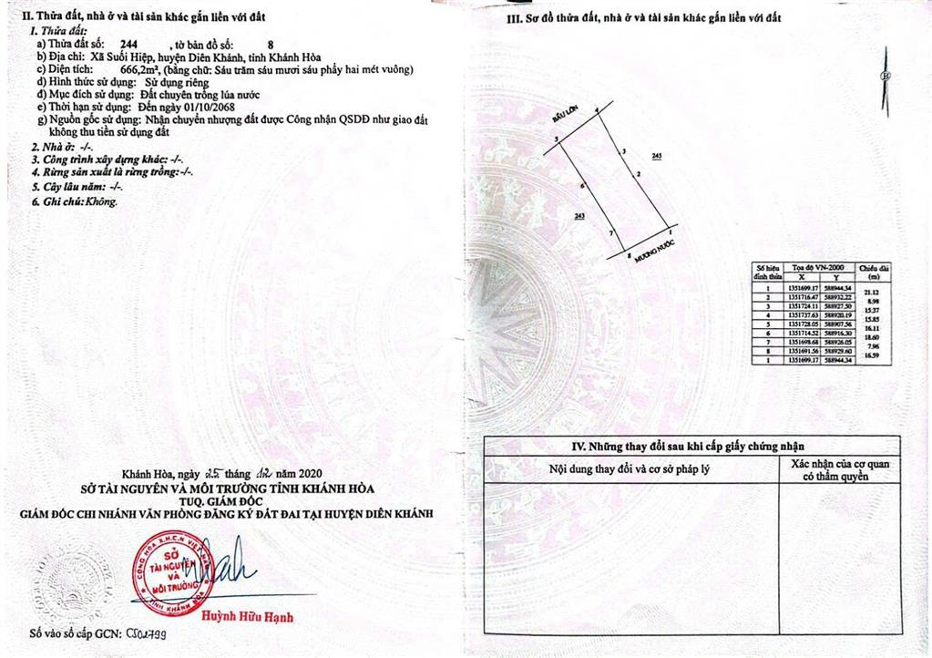 Đất lúa xã suối hiệp, giá rẻ chỉ 120 triệu/sổ.  0333 039 ***