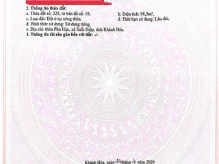 Đất suối hiệp gần kđt diên thạnh  98m² full thổ  1,1 tỷ   0333 039 ***