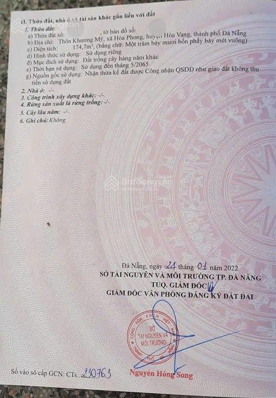 Đất trồng cây hằng năm 487m2 gần nhà dân ở, gần chợ túy loan