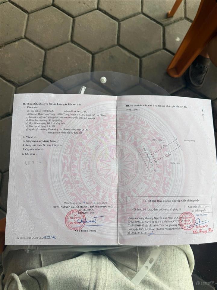 Chính chủ cần bán lô đất tại quán trang bát trang  an lão cạnh kcn tràng duệ 3 và khu tái định cu