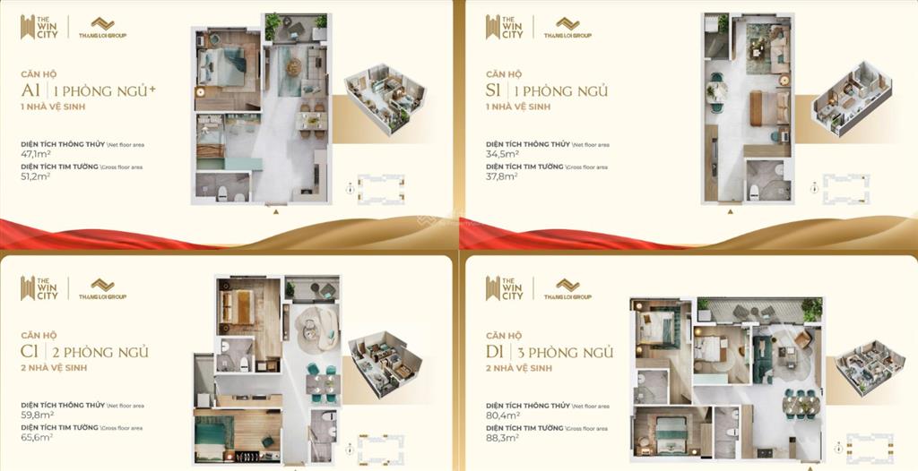 Bán căn 2pn, 1wc tại the win city, giá cực chất 1,6 tỷ, 51m2, view đẹp