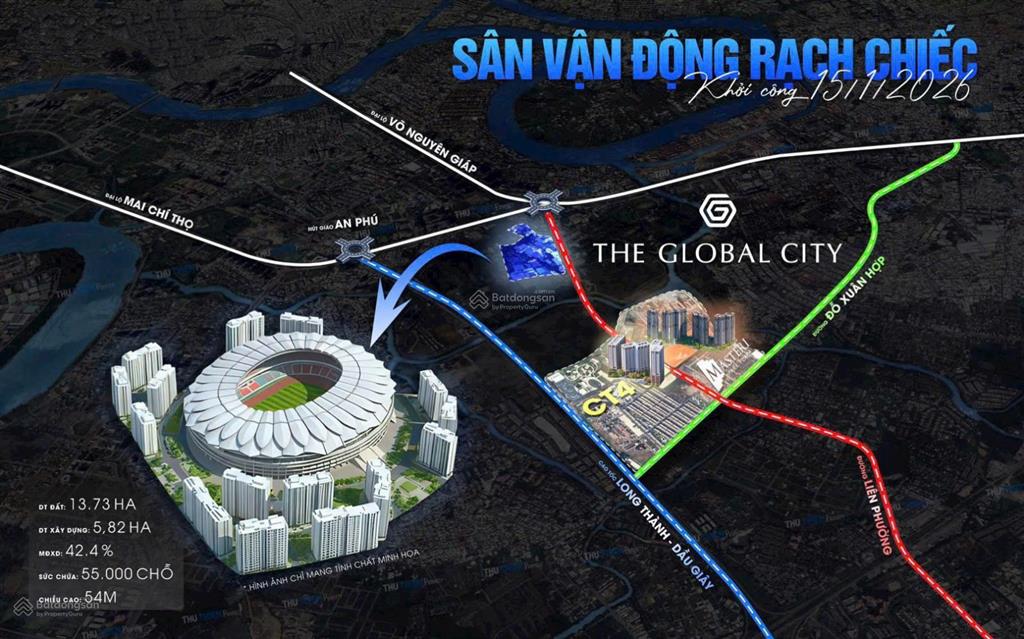 Căn 3 phòng ngủ view sông, sát bên sân vận động rạch chiếc | the global city