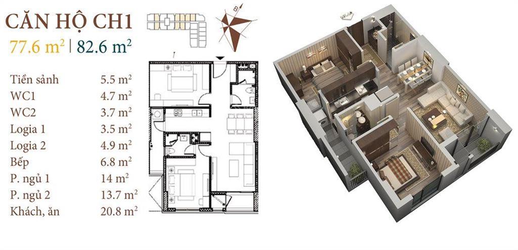 Cực rẻ! căn 2pn 78m2 view thoáng, tầng trung, full nội thất, sẵn slot ô tô, sẵn sổ, giá chỉ 5,4 tỷ