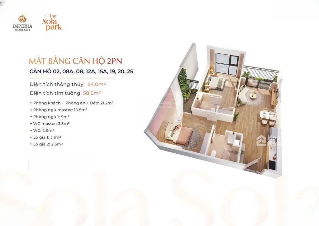 Siêu rẻ! bán bằng giá hđmb căn 2pn2vs 55m2 g1 sola giá 3tỷ, full nội thất, chuẩn bị bàn giao