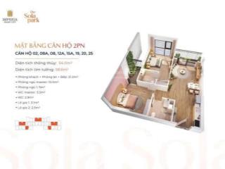Chính chủ bán căn 2pn2vs 55m2 hướng mát view bể bơi nội khu, tt tiến độ giãn 1%, full nội thất