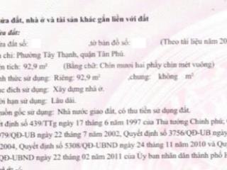 Bán nhà mặt tiền đường tây thạnh, dt 4mx24m, nhà cấp 4, khu nhà cao tầng, kinh doanh sầm uất