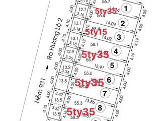 Bán lô đất hẻm thông một xẹt 6m đường hương lộ 2, 4x18m xây dựng đủ