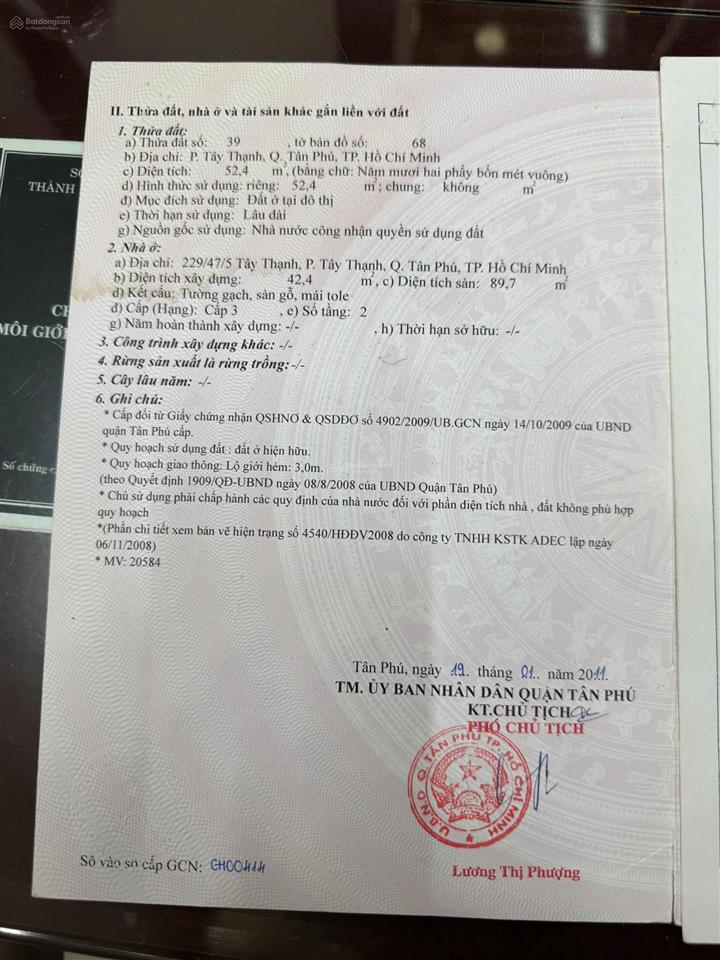 Bán nhà 220/47/5 tây thạnh, giá 5,85 tỷ