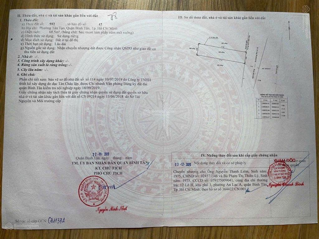 Bán đất hẻm xe hơi 1074 đường tỉnh lộ 10, dt 4*17m, hướng đông