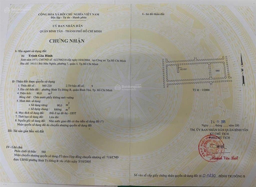 Bán đất 47 đường số 21a khu dân cư tên lửa, dt 4*22,5m gần công viên