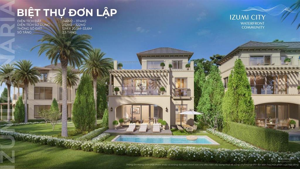 Mở bán biệt thự đơn lập khu canaria kđt izumi city  12x20,5m  view clubhouse  công viên nội khu