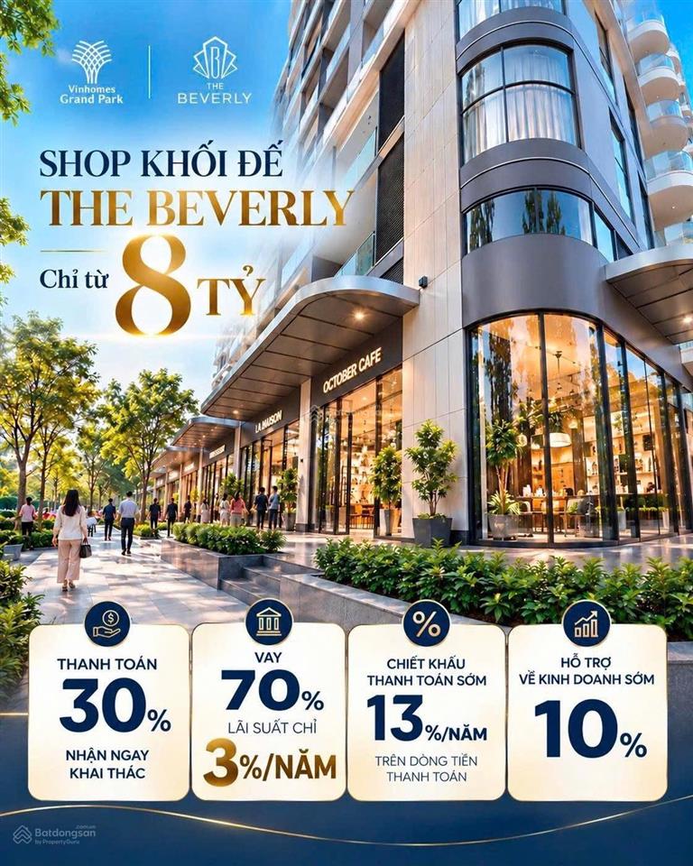 Shop khối đế beverly vinhomes quận 9, cho thuê ngay, dòng tiền ổn định, vốn đầu tư 2 tỷ