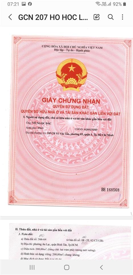 Kho 200m2 hẻm 207 hồ học lãm, phường an lạc, quận bình tân