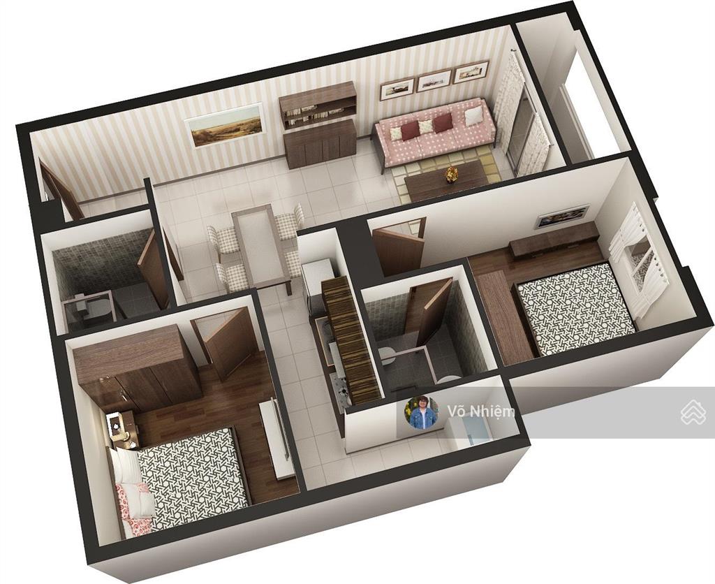 Bán gấp căn góc đẹp dt 68m2 2pn full nội thất tại hqc plaza (chung cư hoàng quân), 1,4 tỷ full phí