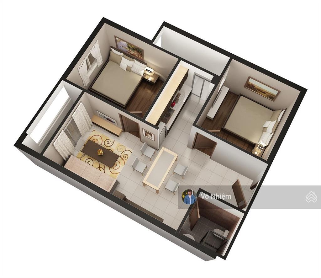 Chính chủ cần bán căn hộ hqc plaza đã có sổ hồng, 55m² 2pn lầu 8. bank giải ngân 1,050 tỷ