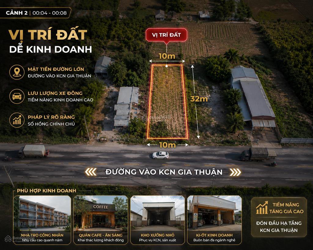 Bán đất thổ cư mặt tiền đt 871b, (đường vào kcn gia thuận gò công) đầu đường ven biển chuẩn bị mở