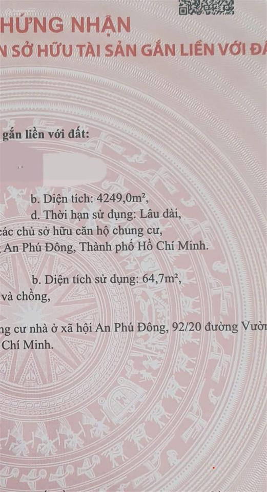 Căn hộ chung cư an phú đông 71m2 giá 3,2 tỷ (căn thương mại, đã có sổ riêng)
