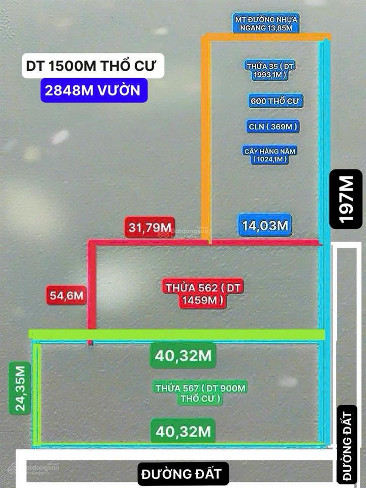 Mt đường nhựa nhuận đức huyện củ chi, dt 1500m2 thổ cư + 2848m2 vườn bên hông và phía sau có đường
