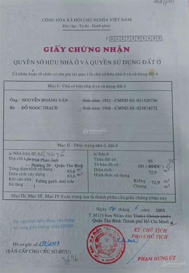 Bán nhà mt nguyễn văn yến, q tân phú  4x18  1 lầu đúc  8.8 tỷ.  0917 861 ***