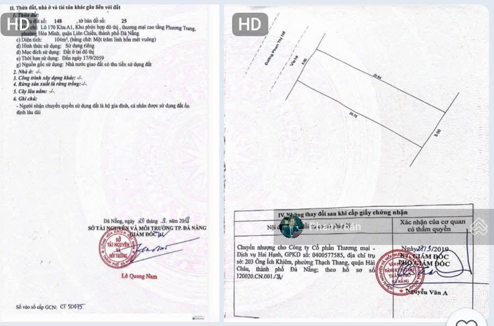 Bán cặp đất gần biển phan thị nể (khu a1 phương trang) 208m2 thông ra biển nguyễn thất thành
