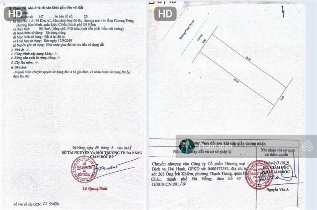 Bán cặp đất gần biển phan thị nể (khu a1 phương trang) 208m2 thông ra biển nguyễn thất thành