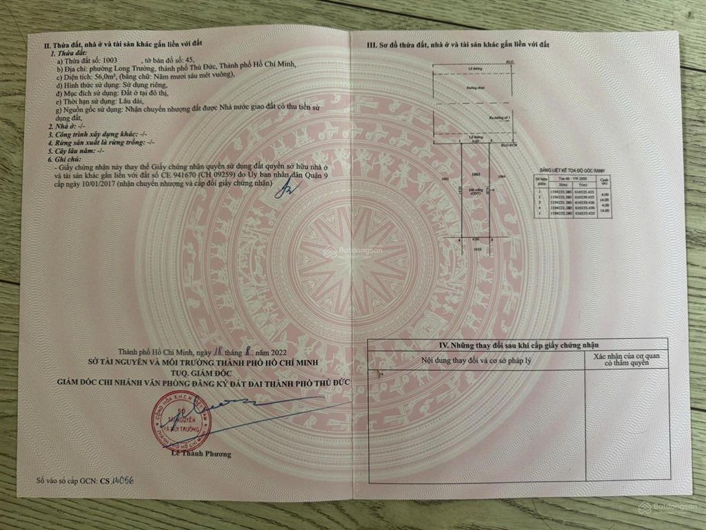 Bán đất đường số 1 kdc sông ông nhiêu, long trường  56m2  xây tự do 1t3l  3.8 tỷ