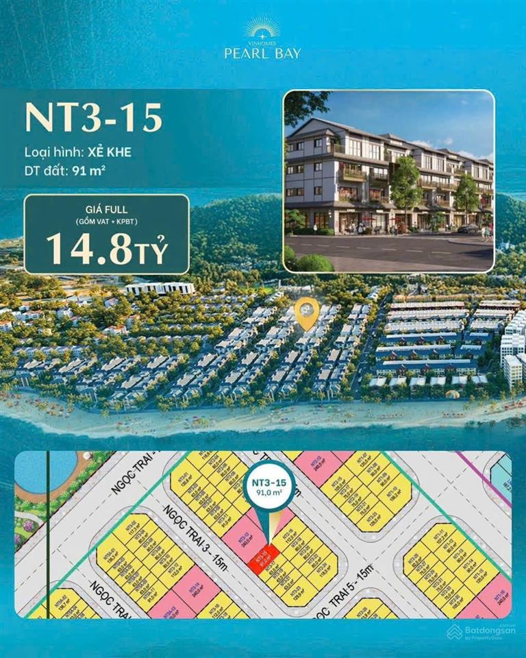 Bán căn góc 4 tầng ,dự án vinhome pearl bay nha trang .giá đầu tư .ngang 6,5m .sở hữu lâu dài