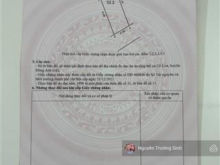 Bán lô đất xóm vang, cổ loa, đông anh ô tô vào tận đất 52.2m2 chỉ 4,85 tỷ