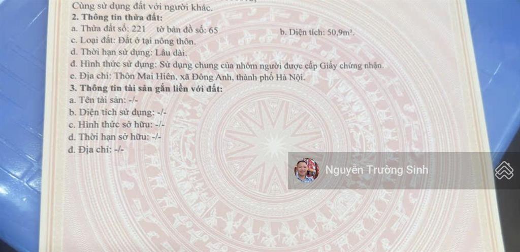 Bán đất đẹp mai hiên, xã đông anh, hà nội, thông ô tô 51m2 giá chỉ 6,1 tỷ