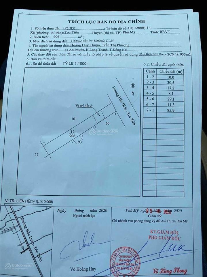 Siêu vip đất mt hắc dịch  tóc tiên ( trần phú) 34m 1700m2 giá 6,3 tỷ