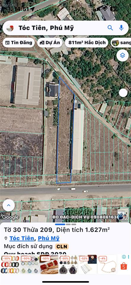 Mt phú mỹ tóc tiên 1500m² có 420m2 thổ cư giá chỉ 13,5 tỷ