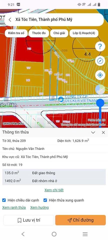 Mt phú mỹ tóc tiên 1500m² có 420m2 thổ cư giá chỉ 13,5 tỷ