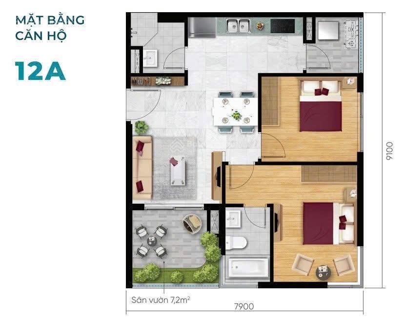 Cần bán căn hộ d  aqua có sân vườn 71m2 căn góc 2 view + view quận 1 và view hướng nam