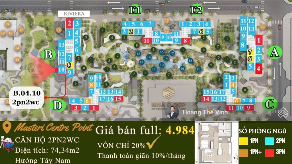 Chính chủ cắt lỗ căn 2pn2wc 100tr giá chỉ còn 4,88 tỷ ngay để giữ căn tốt