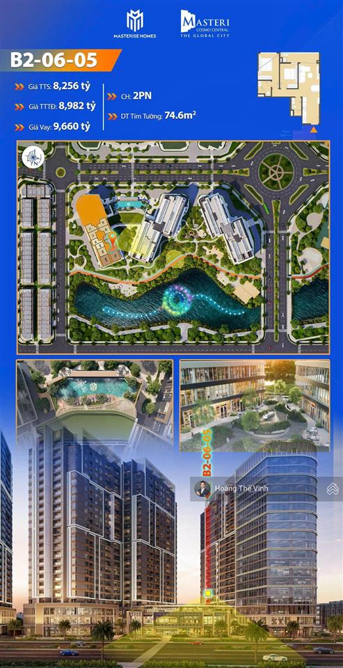 Bán căn 2pn cosmo central khách đầu tư nên xem qua căn này view nội khu nhạc nước  0932 778 ***