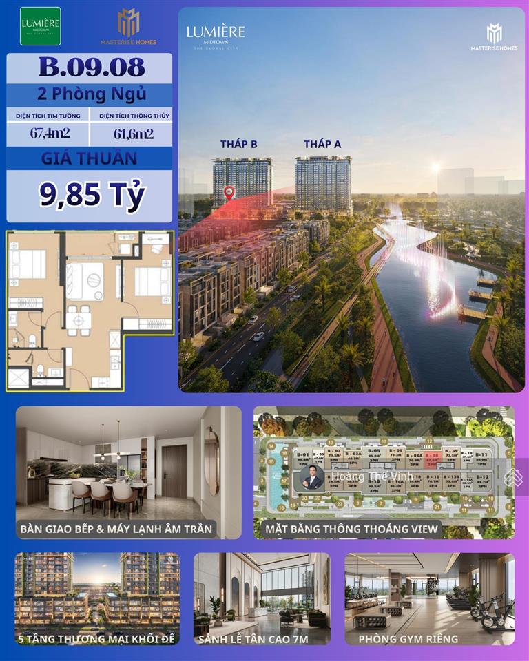 Bán căn 2pn rõ ràng giá tốt lumiere midtown cho khách hàng mua ở hoặc đầu tư  ngay