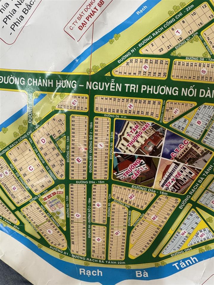 Chủ kẹt cần bán gấp nền phố 5x22m mặt tiền phạm hùng kdc đại phúc green villas giá 125tr/m2